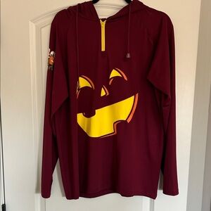 Maroon Dri-Fit Running Pullover with Yellow Pumpkin Design
